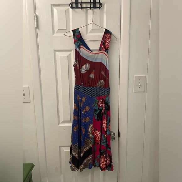 ANTHROPOLOGIE Moulinette Soeurs Size US 2 Asymmetrical Mixed Print Dress - Picture 5 of 8